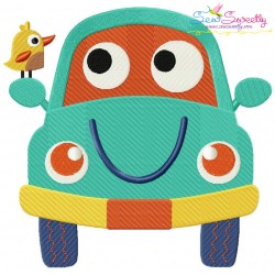 Happy Car Embroidery Design Pattern-1