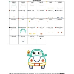 Happy Car Applique Design Pattern-2
