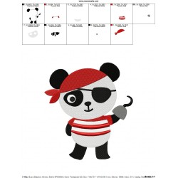 Panda Pirate Embroidery Design Pattern-2