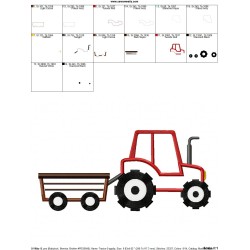 Tractor With Wagon Applique Design Pattern-2