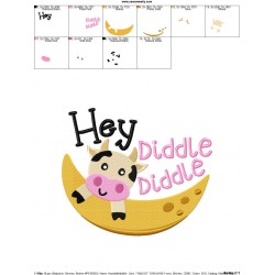 Hey Diddle Diddle Nursery Rhyme Embroidery Design Pattern-2