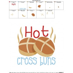 Hot Cross Buns Rhyme Embroidery Design Pattern-2