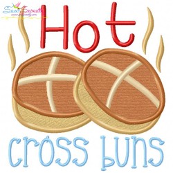 Hot Cross Buns Rhyme Applique Design Pattern-1