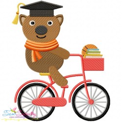 Animal Student Bear Embroidery Design Pattern-1