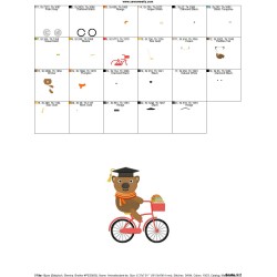 Animal Student Bear Embroidery Design Pattern-2