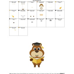 Animal Student Squirrel Embroidery Design Pattern-2