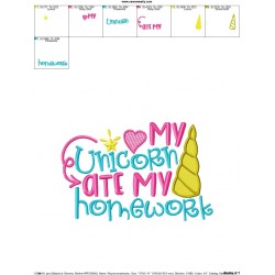 My Unicorn Ate My Homework Embroidery Design Pattern-2