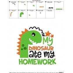 My Dinosaur Ate My Homework Embroidery Design Pattern-2