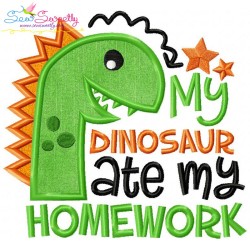 My Dinosaur Ate My Homework Applique Design Pattern-3