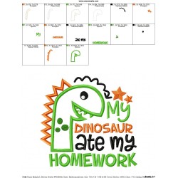 My Dinosaur Ate My Homework Applique Design Pattern-4
