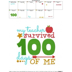 My Teacher Survived 100 Days of Me Embroidery Design Pattern-2