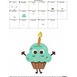 Birthday Cupcake Embroidery Design Pattern-2