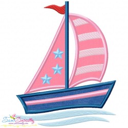 Pink Navy Sailboat Applique Design Pattern-4