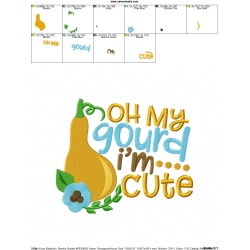 Oh My Gourd I'm Cute Lettering Embroidery Design Pattern-2