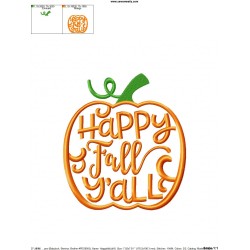 Happy Fall Y'all Lettering Embroidery Design Pattern-3
