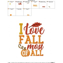 I Love Fall Most of All Lettering Embroidery Design Pattern-4