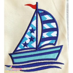 Pink Navy Sailboat Applique Design Pattern-1
