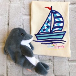 Pink Navy Sailboat Applique Design Pattern-3