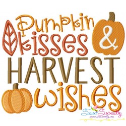 Pumpkin Kisses And Harvest Wishes-2 Lettering Embroidery Design Pattern-3