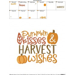 Pumpkin Kisses And Harvest Wishes-2 Lettering Embroidery Design Pattern-4