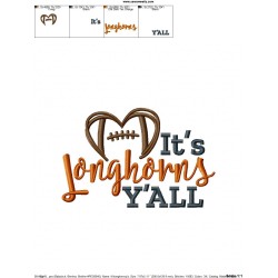 It's Longhorns Y'all Football Embroidery Design Pattern-2