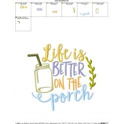 Life Is Better On The Porch Embroidery Design Pattern-2