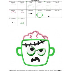 Zombie Face Applique Design Pattern-2