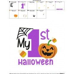 My 1st Halloween Lettering Embroidery Design Pattern-2