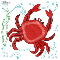 Sea Life Block- Crab Embroidery Design Pattern-2