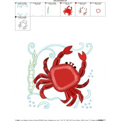 Sea Life Block- Crab Embroidery Design Pattern-3