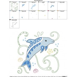 Sea Life Block- Dolphin Embroidery Design Pattern-2