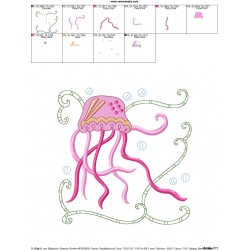 Sea Life Block- Jellyfish Embroidery Design Pattern-2
