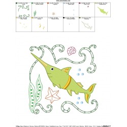 Sea Life Block- Swordfish Embroidery Design Pattern-2