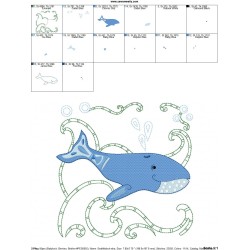 Sea Life Block- Whale Embroidery Design Pattern-2