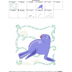 Sea Life Block- Seal Embroidery Design Pattern-2