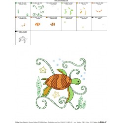 Sea Life Block- Sea Turtle Embroidery Design Pattern-2