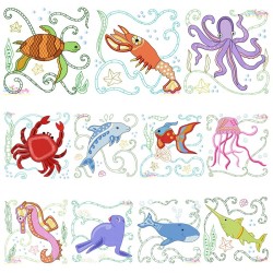 Sea Life Blocks Embroidery Design Bundle-1