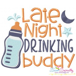 Late Night Drinking Buddy Embroidery Design Pattern-3