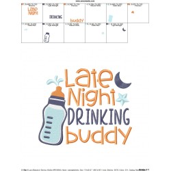 Late Night Drinking Buddy Embroidery Design Pattern-4