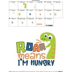 Roar Means I'm Hungry Embroidery Design Pattern-2