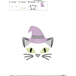 Halloween Cat Face Sketch Embroidery Design Pattern-2