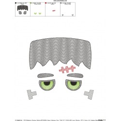 Halloween Face- Frank-Sketch Embroidery Design Pattern-2