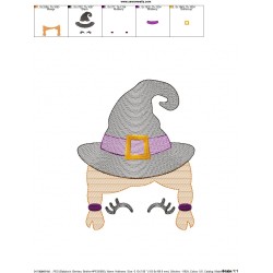 Halloween Face- Witch-Sketch Embroidery Design Pattern-2