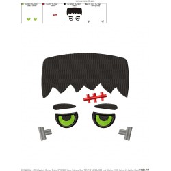 Halloween Face- Frank-Filled Embroidery Design Pattern-2