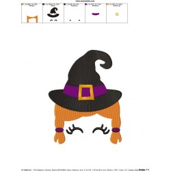 Halloween Face- Witch-Filled Embroidery Design Pattern-2