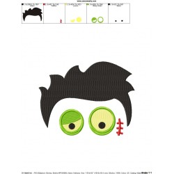 Halloween Face- Zombie-Filled Embroidery Design Pattern-2