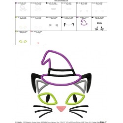 Halloween Face- Cat- Applique Design Pattern-2