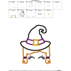 Halloween Face- Witch- Applique Design Pattern-2