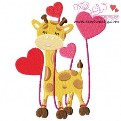 Valentine Giraffe Embroidery Design Pattern-1
