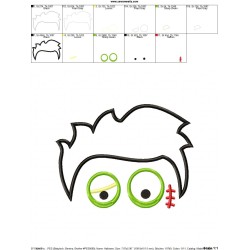 Halloween Face- Zombie- Applique Design Pattern-2